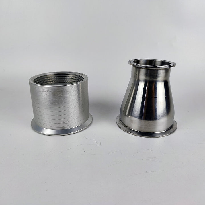 Two metal pipe connectors on a white background Eazao 2L Pugmill Adapter for Ceramic Printers | Eazao Clay Ceramic 3D Printer