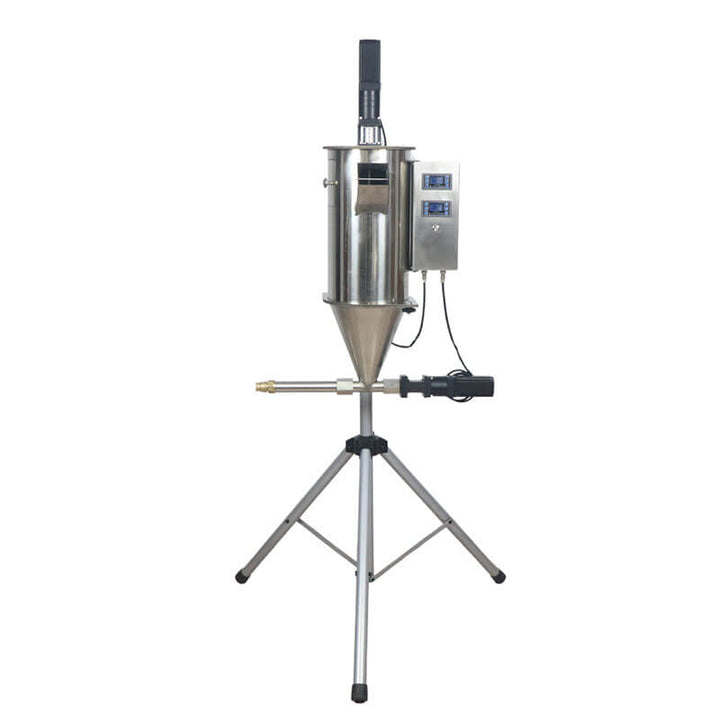 Metallic machine on a stand with a white background Eazao CCF Advanced Continuous Clay Feeder | Eazao Clay Ceramic 3D Printer