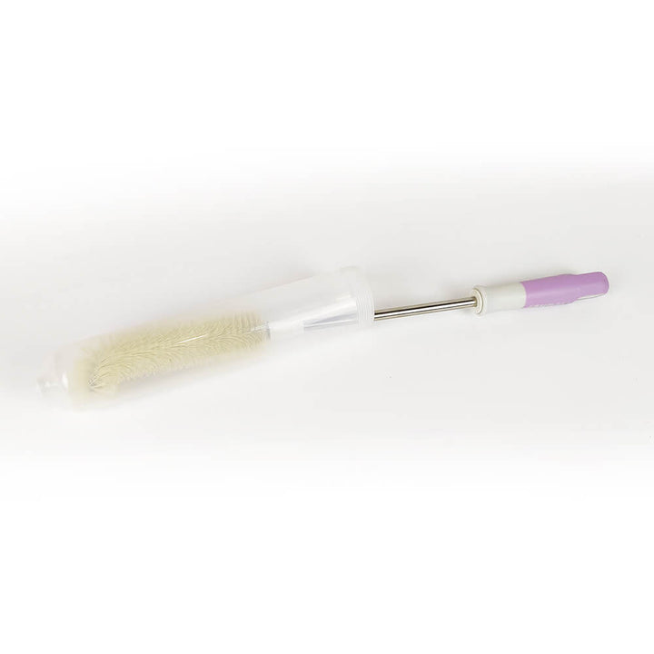 Cleaning brush with white bristles and purple handle on a white background Eazao Cartridge Brush for 3D Printer Cleaning | Eazao Clay Ceramic 3D Printer