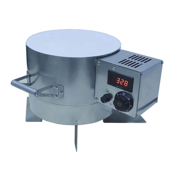 Stainless steel pot with a digital temperature display on a white background Eazao Electric Kiln Pi Compact and Efficient Kiln | Eazao Clay Ceramic 3D Printer