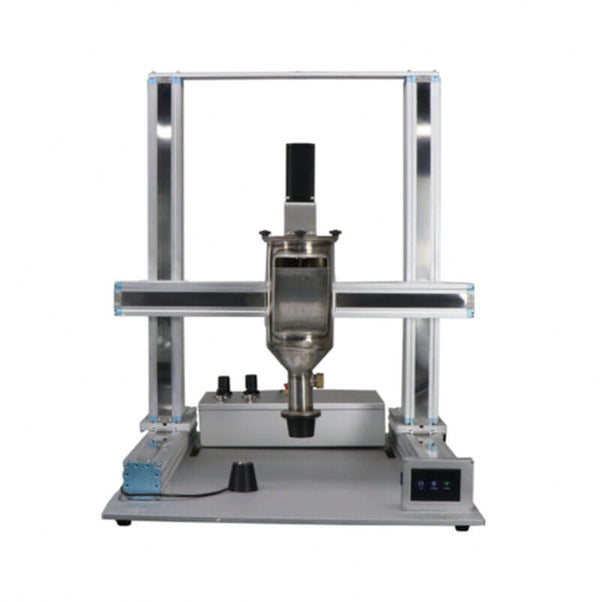 Metallic machine with a central cylindrical component on a white background Eazao Mega Tong Advanced Concrete 3D Printer Print Size 350x400x490mm | Eazao Concrete 3D Printer