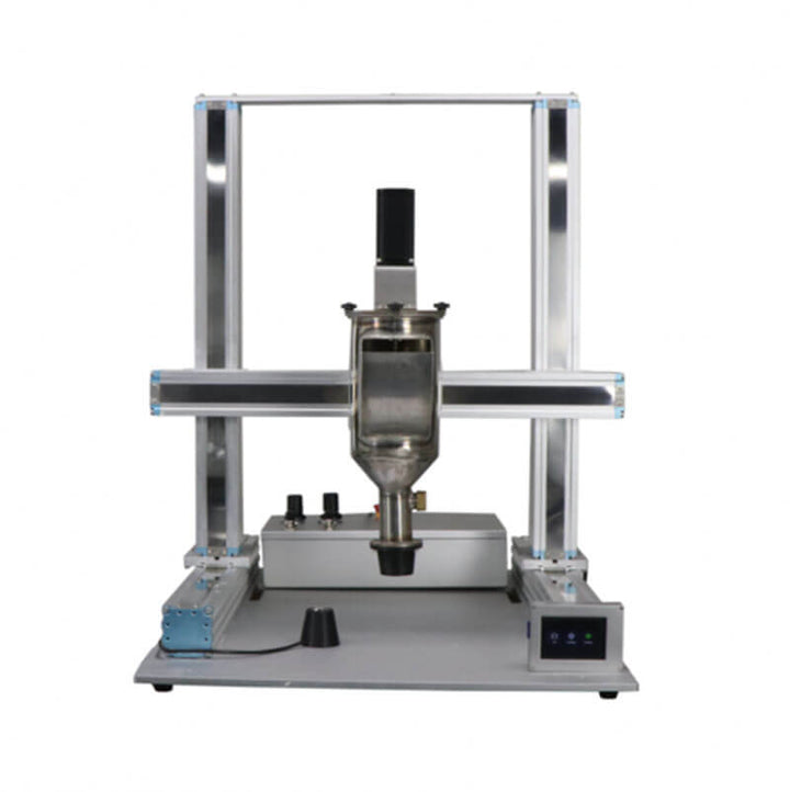 Metallic machine with a central cylindrical component on a white background Eazao Mega Tong Advanced Concrete 3D Printer Print Size 350x400x490mm | Eazao Concrete 3D Printer