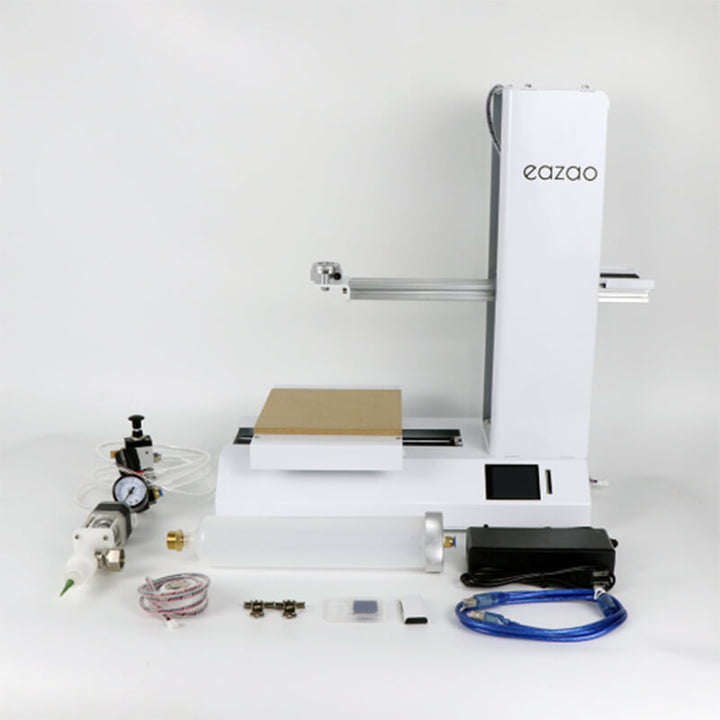 Eazao 3D printer and accessories on a white background Eazao Potter Air: Innovative Ceramic 3D Printer Eazao Potter Air Innovative Ceramic 3D Printer Print Size 165x165x280mm | Eazao Clay Ceramic 3D Printer