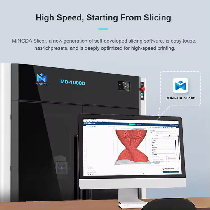 Mingda MD 1000D Large Format Independent Dual Extruder IDEX 3D Printer Multicolor Fast 3D Printer Large Scale Build Volume 1000x1000x1000mm 1000mm 1 meter 1m large industrial 3d printer