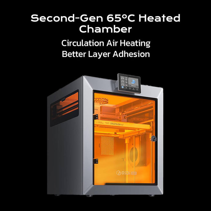 Heated chamber with glowing interior on a black background QIDI Q2 3D Printer Affordable Innovation | Qidi Tech Best 3D Printer