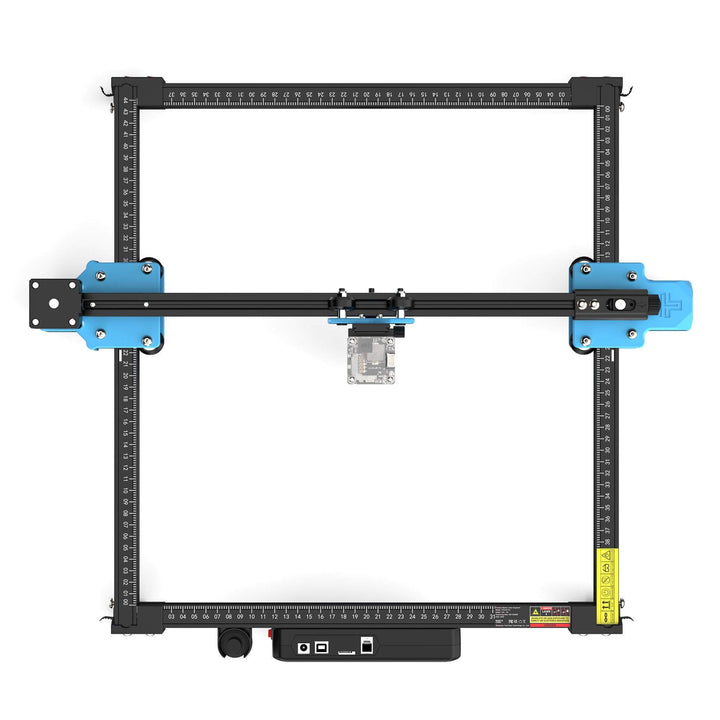 3D printer frame with blue and black components on a white background TwoTrees TTS-55 Pro Diode Laser Engraver High Precision Laser Cutting and Engraving Solutions | Twotrees Laser Engraver
