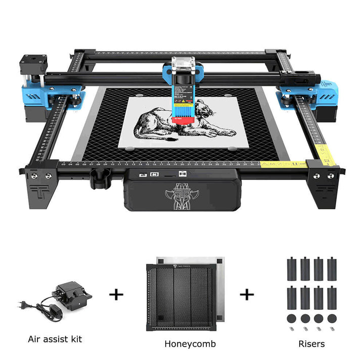 CNC machine with accessories on a white background TwoTrees TTS-55 Pro Diode Laser Engraver High Precision Laser Cutting and Engraving Solutions | Twotrees Laser Engraver