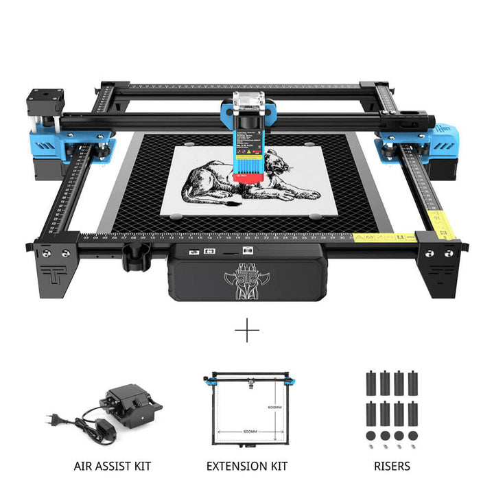 CNC machine with accessories on a white background TwoTrees TTS-55 Pro Diode Laser Engraver High Precision Laser Cutting and Engraving Solutions | Twotrees Laser Engraver