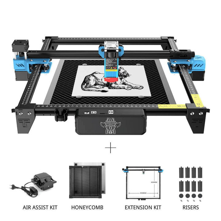 CNC laser engraving machine with accessories on a white background TwoTrees TTS-55 Pro Diode Laser Engraver High Precision Laser Cutting and Engraving Solutions | Twotrees Laser Engraver