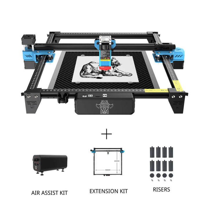 Laser engraving machine with accessories on a white background TwoTrees TTS-55 Pro Diode Laser Engraver High Precision Laser Cutting and Engraving Solutions | Twotrees Laser Engraver