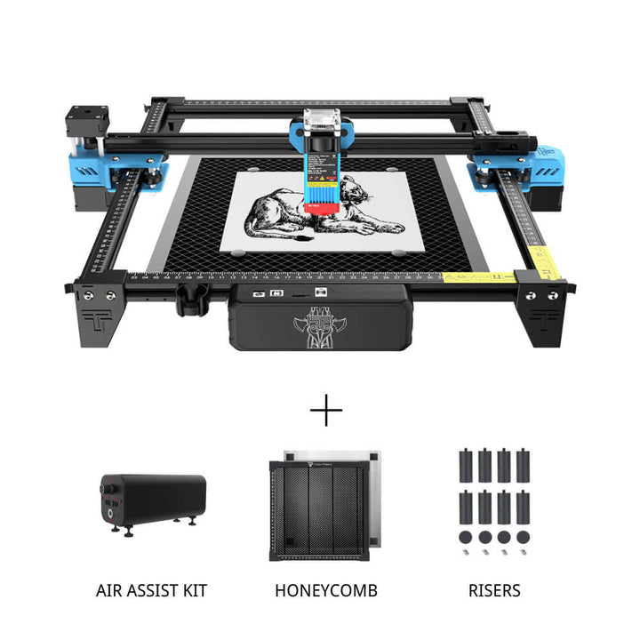Laser engraving machine with accessories on a white background TwoTrees TTS-55 Pro Diode Laser Engraver High Precision Laser Cutting and Engraving Solutions | Twotrees Laser Engraver