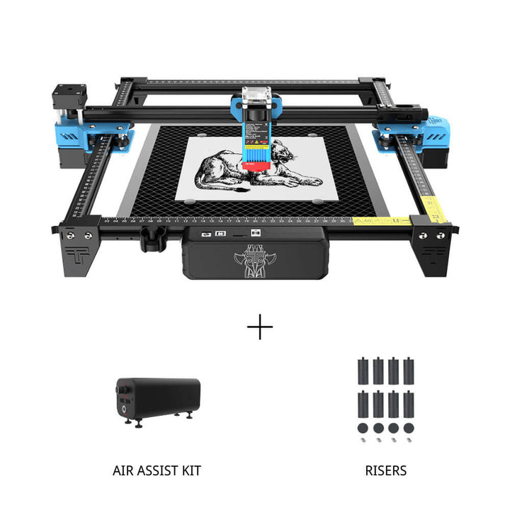 Laser engraving machine with accessories on a white background TwoTrees TTS-55 Pro Diode Laser Engraver High Precision Laser Cutting and Engraving Solutions | Twotrees Laser Engraver
