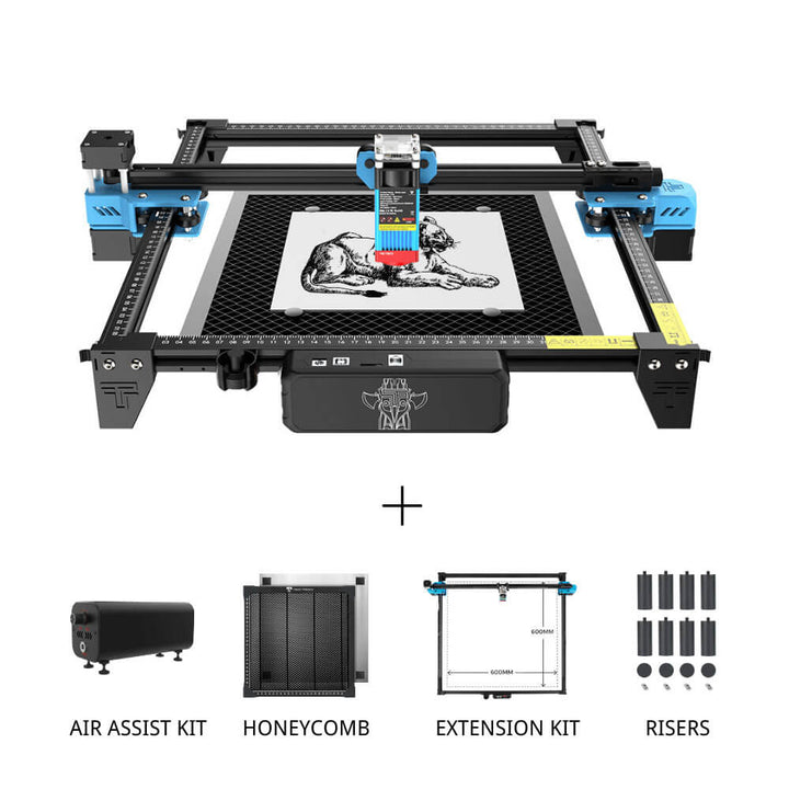 Laser engraving machine with accessories on a white background TwoTrees TTS-55 Pro Diode Laser Engraver High Precision Laser Cutting and Engraving Solutions | Twotrees Laser Engraver