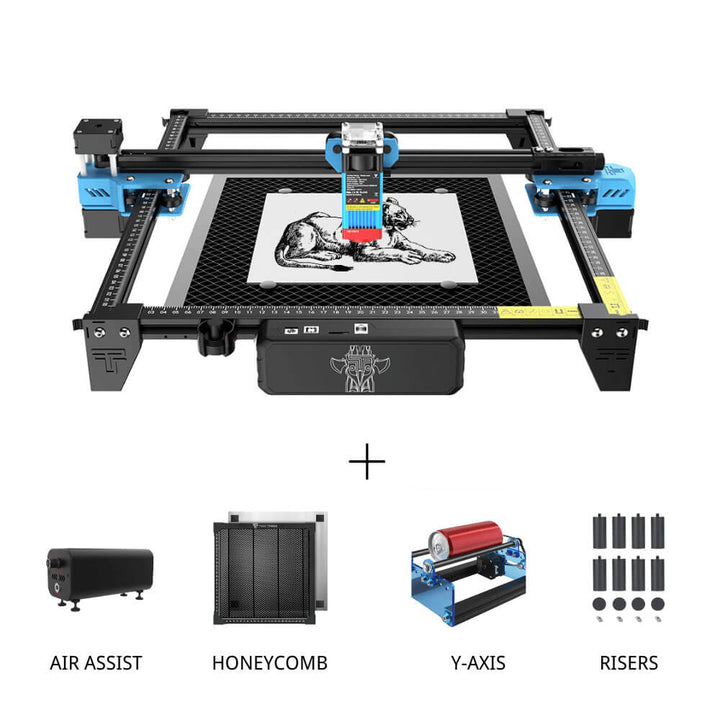 CNC machine with accessories on a white background TwoTrees TTS-55 Pro Diode Laser Engraver High Precision Laser Cutting and Engraving Solutions | Twotrees Laser Engraver