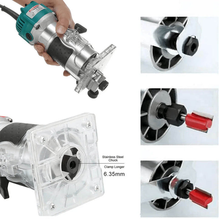 Router tool with close-up details on a white background Twotrees 15 PCS Milling Cutter Set for Wood Router High-Quality CNC Router Bits | Twotrees CNC Router Bits