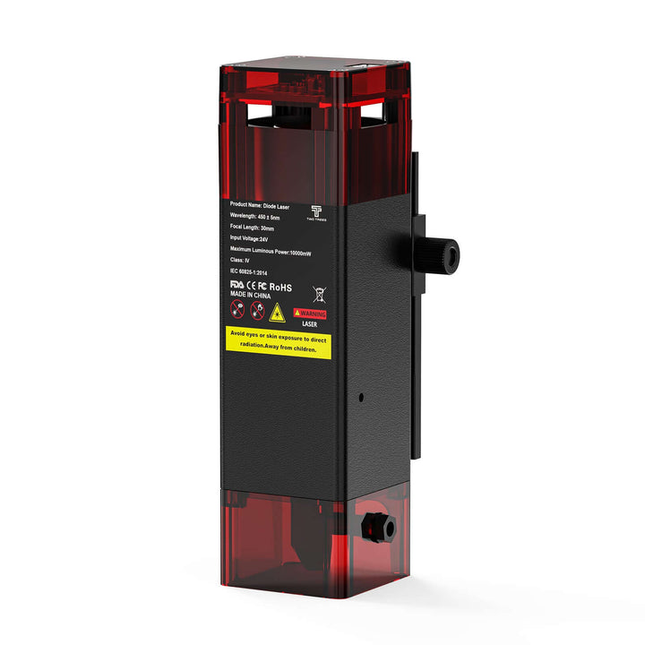 Black and red industrial device on a white background Twotrees 24V 10W Laser Module with Protective Cover | Twotrees Laser Engraver Parts Accessories