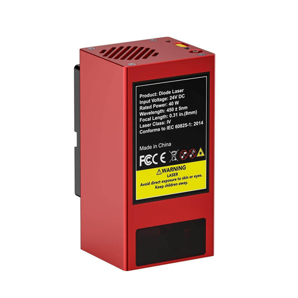 Red laser module with technical specifications on a white background Twotrees 40W Laser Head Kit for TS2-10 20 MAX Engravers | Twotrees Laser Engraver Parts Accessories