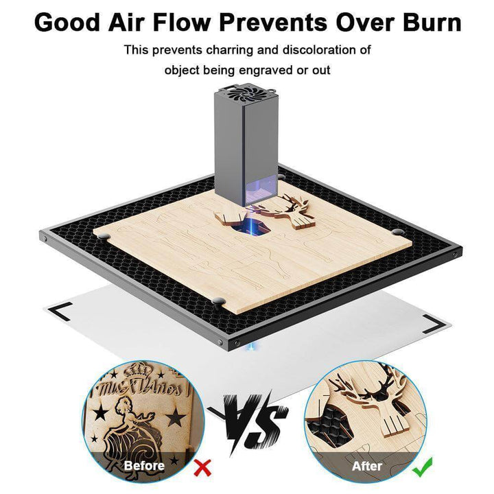 Engraving machine with good air flow system on a white background Twotrees 420x420mm Laser Cutting Honeycomb Workbench Table | Twotrees CNC Router Parts Accessories