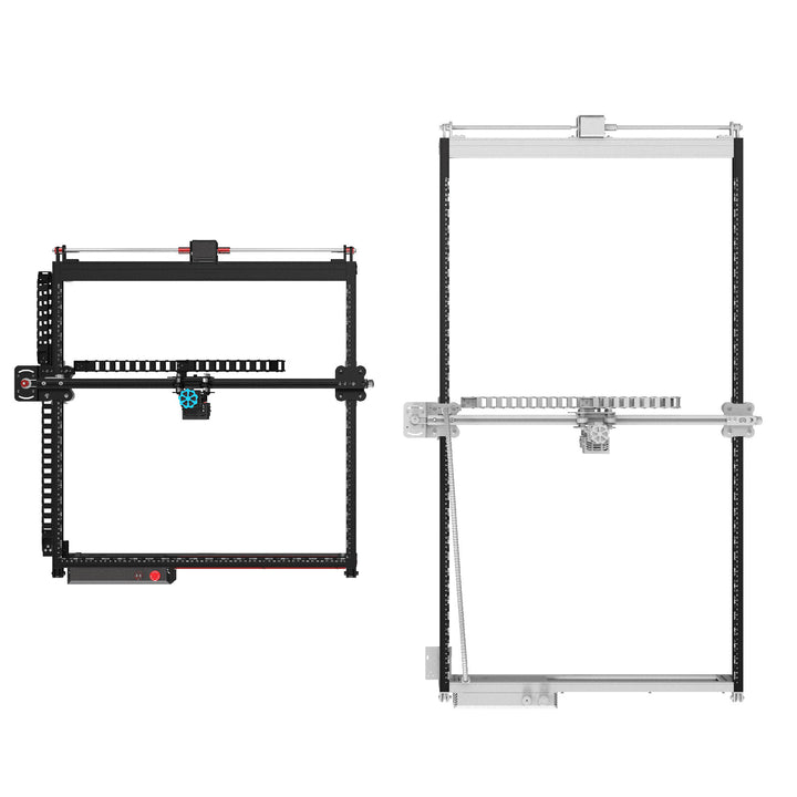 Two mechanical frame structures on a white background Twotrees 450x900mm Extension Kit for TS2 Laser Engraving | Twotrees Laser Engraver Parts Accessories