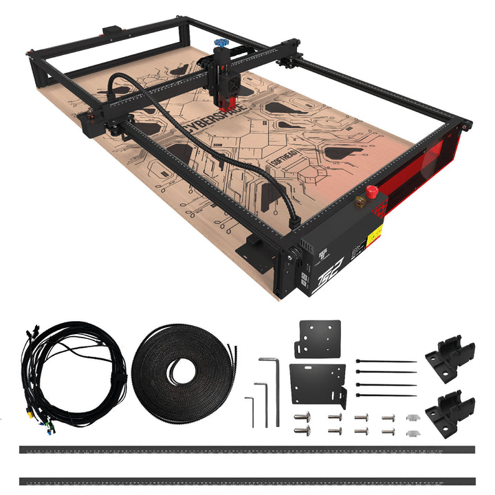 CNC machine kit with components on a white background Twotrees 450x900mm Extension Kit for TS2 Laser Engraving | Twotrees Laser Engraver Parts Accessories