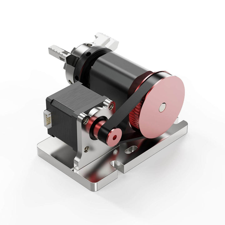 Mechanical component with pink and red elements on a white background Twotrees 4th Axis CNC Rotary Module Kit for TTC450 TTC-450 Pro | Twotrees CNC Router Parts Accessories