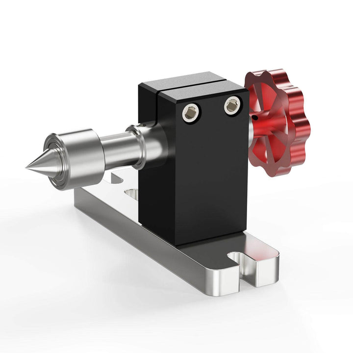 Mechanical component with a red knob and metallic parts on a white background Twotrees 4th Axis CNC Rotary Module Kit for TTC450 TTC-450 Pro | Twotrees CNC Router Parts Accessories