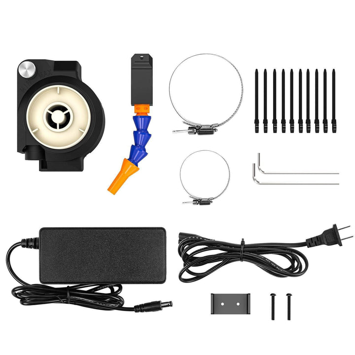 Collection of electronic components and tools on a white background Twotrees 500W Air Cooled Cooling Kit for CNC Routers | Twotrees CNC Router Parts Accessories