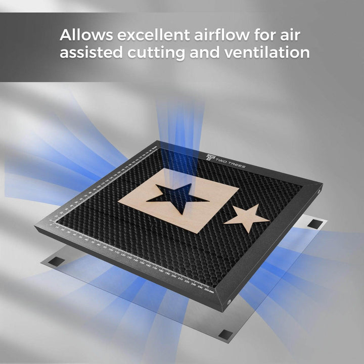 Air duct with star design on a gray background Twotrees 500x500mm Laser Cutting Honeycomb Workbench Table for Precision Engraving | Twotrees Laser Engraver Parts Accessories