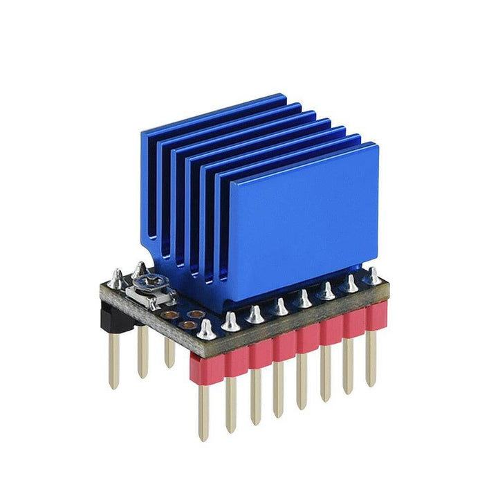 Electronic component with blue heatsink and red base on a white background Twotrees 5PCS TMC2209 Motor Mute Driver Stepstick for Ender 3, SKR V1.3, MKS Robin Nano 3D Printers | Twotrees 3D Printer Parts Accessories