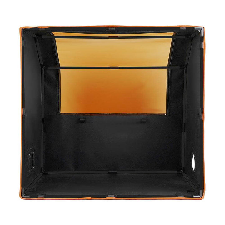 Black and orange light box with reflective interior on a white background Twotrees 780x720x460mm Laser Engraver Enclosure Enhance Your Engraving Experience | Twotrees Laser Engraver Parts Accessories