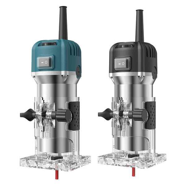 Two power tools, one blue and one black, on a white background Twotrees 800W Wood Router Machine 30000RPM Power Tool | Twotrees CNC Router Parts Accessories