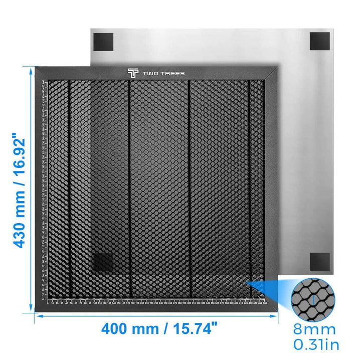 Air filter with dimensions and brand name 'Two Trees' displayed Twotrees Aluminum Honeycomb Workbench for Laser Cutting | Twotrees Laser Engraver Parts Accessories