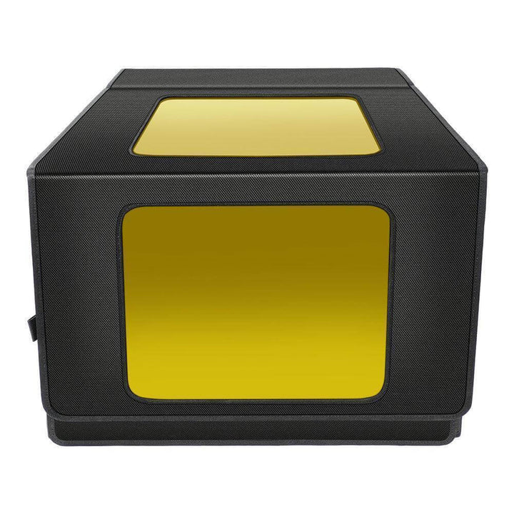 Black box with gold panels on a white background Twotrees CNC Enclosure Cover 530x480x410mm for 3018 Machines | Twotrees Laser Engraver Parts Accessories