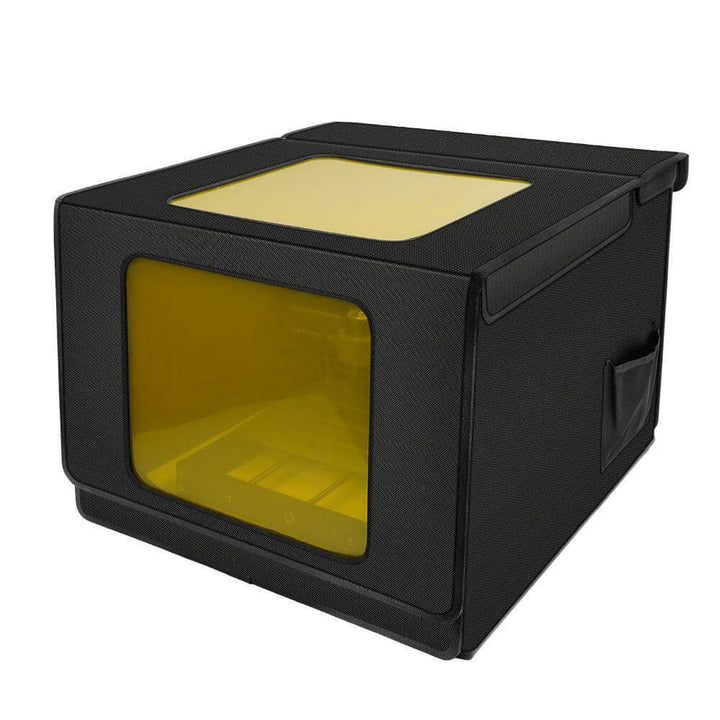 Black rectangular box with yellow interior on a white background Twotrees CNC Enclosure Cover 530x480x410mm for 3018 Machines | Twotrees Laser Engraver Parts Accessories