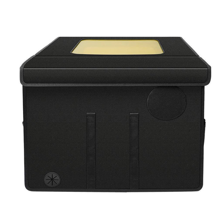 Black storage box with a gold accent on a white background Twotrees CNC Enclosure Cover 530x480x410mm for 3018 Machines | Twotrees Laser Engraver Parts Accessories