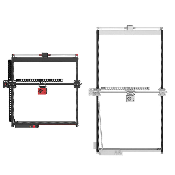 Two mechanical frame structures on a white background Twotrees Extension Kit 450x900mm for TS2 40W Laser Engraving Machine | Twotrees Laser Engraver Parts Accessories
