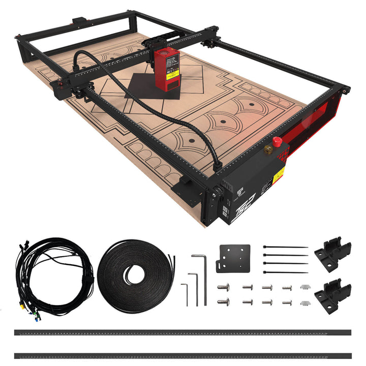 CNC machine with accessories on a white background Twotrees Extension Kit 450x900mm for TS2 40W Laser Engraving Machine | Twotrees Laser Engraver Parts Accessories
