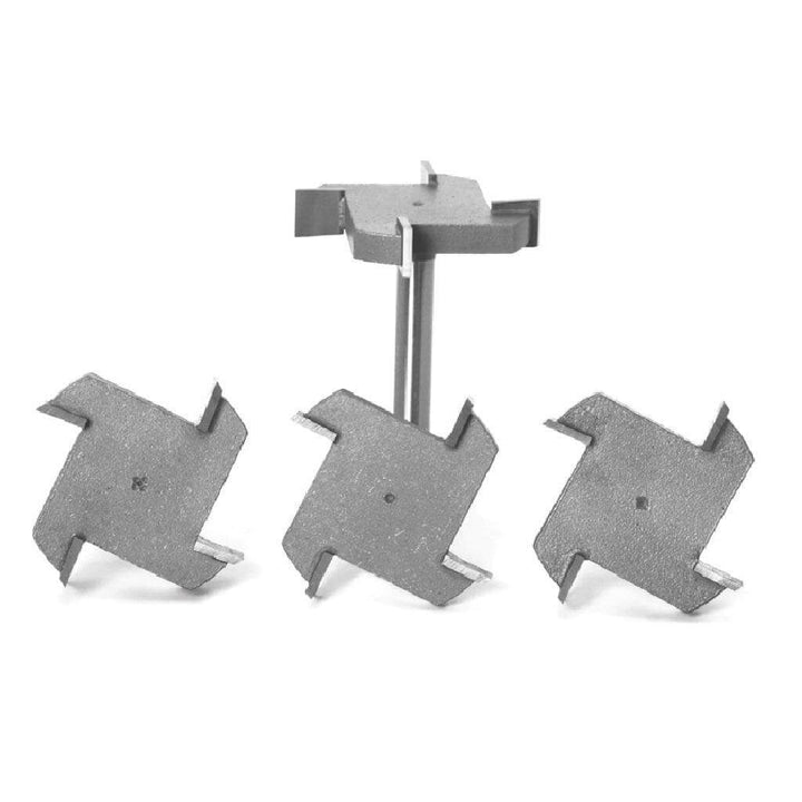 Set of metal brackets on a white background Twotrees Groove Cutter Four Edged 6mm Set of 4 | Twotrees CNC Router Bits