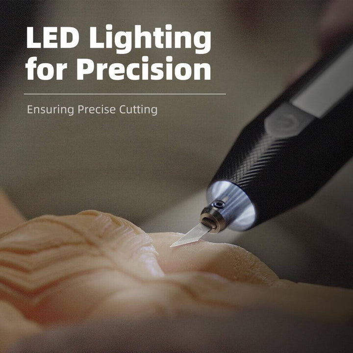 Close-up of a precision cutting tool with LED lighting, emphasizing accuracy. Twotrees Hanboost C1 Ultrasonic Cutter for DIY Makers Precision Cutting Tool | Twotrees CNC Router Parts Accessories
