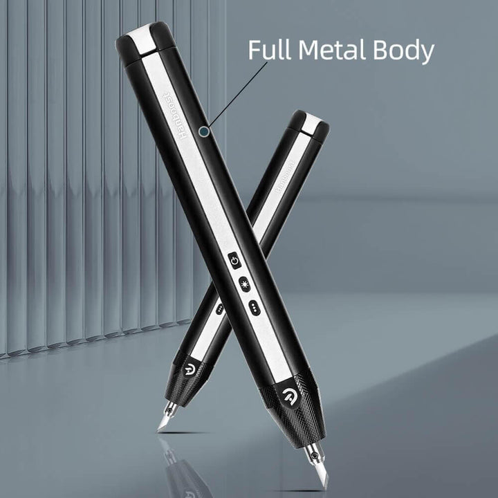 Two crossed pens with a 'Full Metal Body' label on a gray background Twotrees Hanboost C1 Ultrasonic Cutter for DIY Makers Precision Cutting Tool | Twotrees CNC Router Parts Accessories