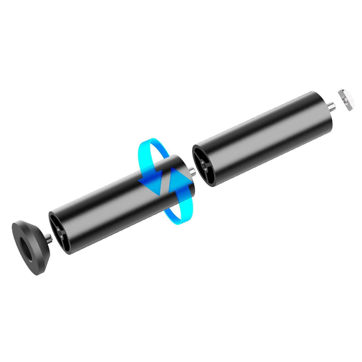 Two cylindrical metal components with a blue ribbon on a white background Twotrees Laser Engrayer Risers 8-Pack for Heightening | Twotrees Laser Engraver Parts Accessories