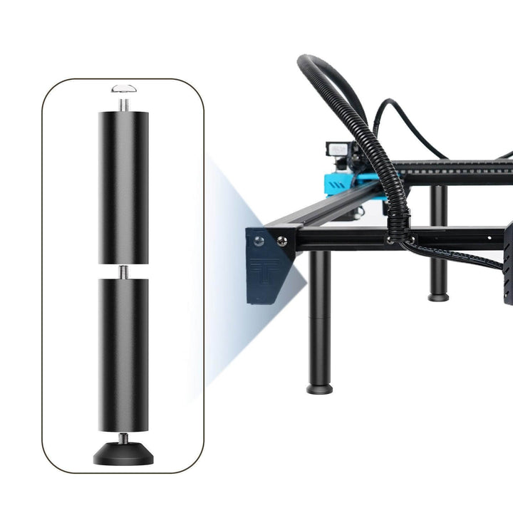 Close-up of a mechanical arm with a focus on a cylindrical component on a white background Twotrees Laser Engrayer Risers 8-Pack for Heightening | Twotrees Laser Engraver Parts Accessories
