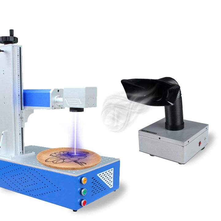 Laser engraving machine with a wooden board and smoke extraction system on a white background Twotrees Laser Smoke Absorber for Engraving Machines | Twotrees Laser Engraver Parts Accessories