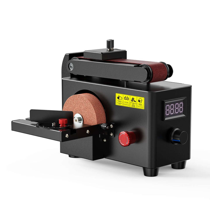 Black belt sander with digital display on a white background Twotrees Multi-purpose Grinder for CNC Projects | Twotrees CNC Router Parts Accessories