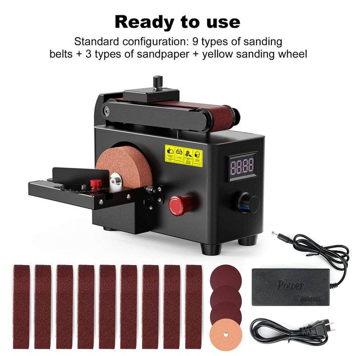 Belt sander with accessories on a white background Twotrees Multi-purpose Grinder for CNC Projects | Twotrees CNC Router Parts Accessories