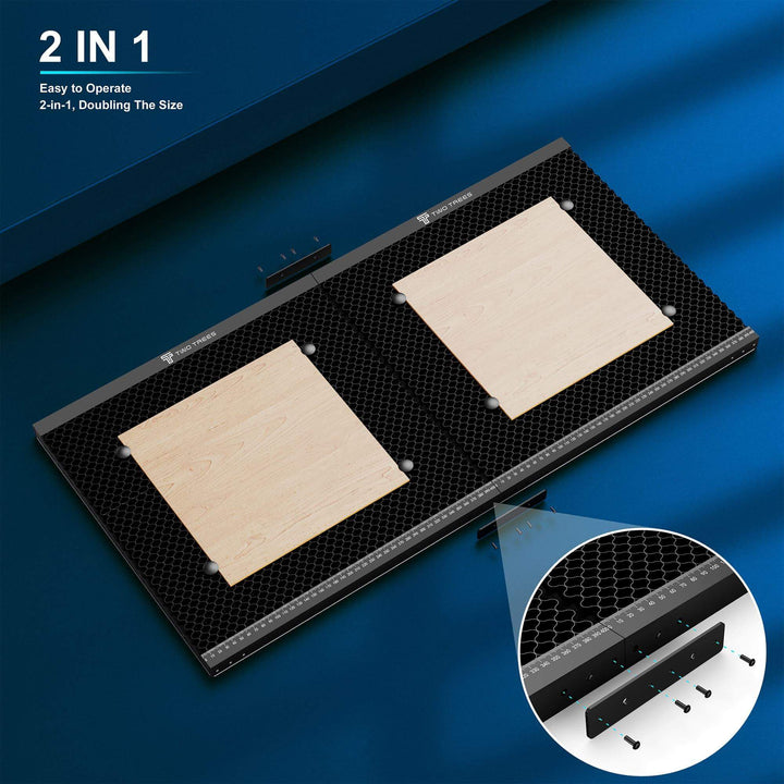 2-in-1 tool with two square components on a blue background Twotrees Spliced Honeycomb Panel Workbench 400x400x22mm | Twotrees Laser Engraver Parts Accessories