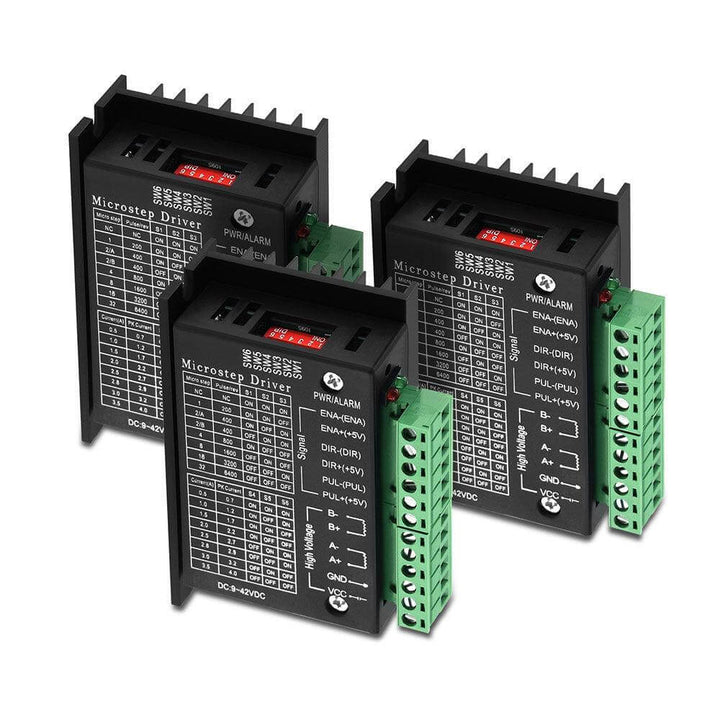 Three microstep drivers on a white background Twotrees TB6600 Stepper Motor Driver for NEMA 23 & NEMA 17 | Twotrees CNC Router Parts Accessories