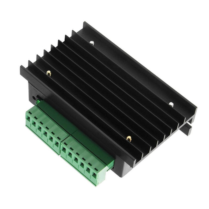Black heat sink with green terminal block on a white background Twotrees TB6600 Stepper Motor Driver for NEMA 23 & NEMA 17 | Twotrees CNC Router Parts Accessories