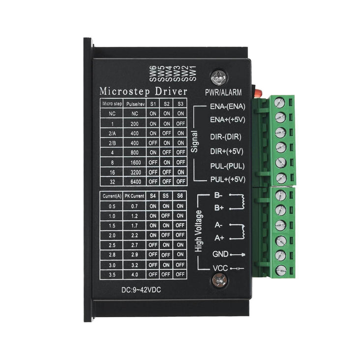 Microstep driver with control panel and wiring on a white background Twotrees TB6600 Stepper Motor Driver for NEMA 23 & NEMA 17 | Twotrees CNC Router Parts Accessories