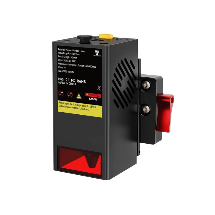 Black laser module with red light on a white background Twotrees TC20 Laser Module for TTC450 Pro TTC450 Ultra TTC6050 TTC H40 | Twotrees CNC Router Parts Accessories